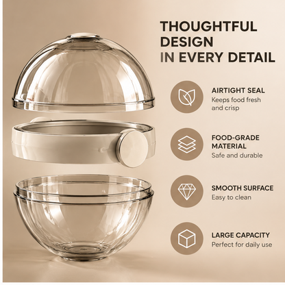 Overhead view of clear food storage container