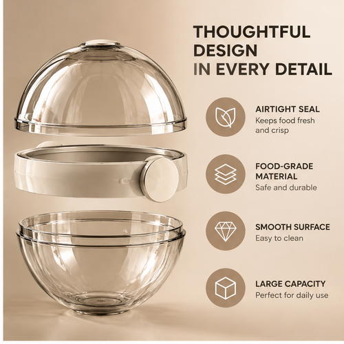 Overhead view of clear food storage container