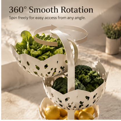 Close-up of petal-shaped basket rim, decorative cutouts and round base