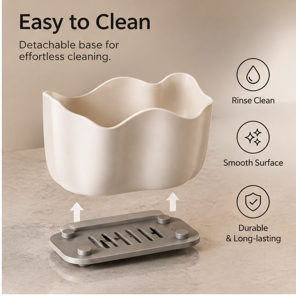 Sink caddy lifted away from its separate slotted base